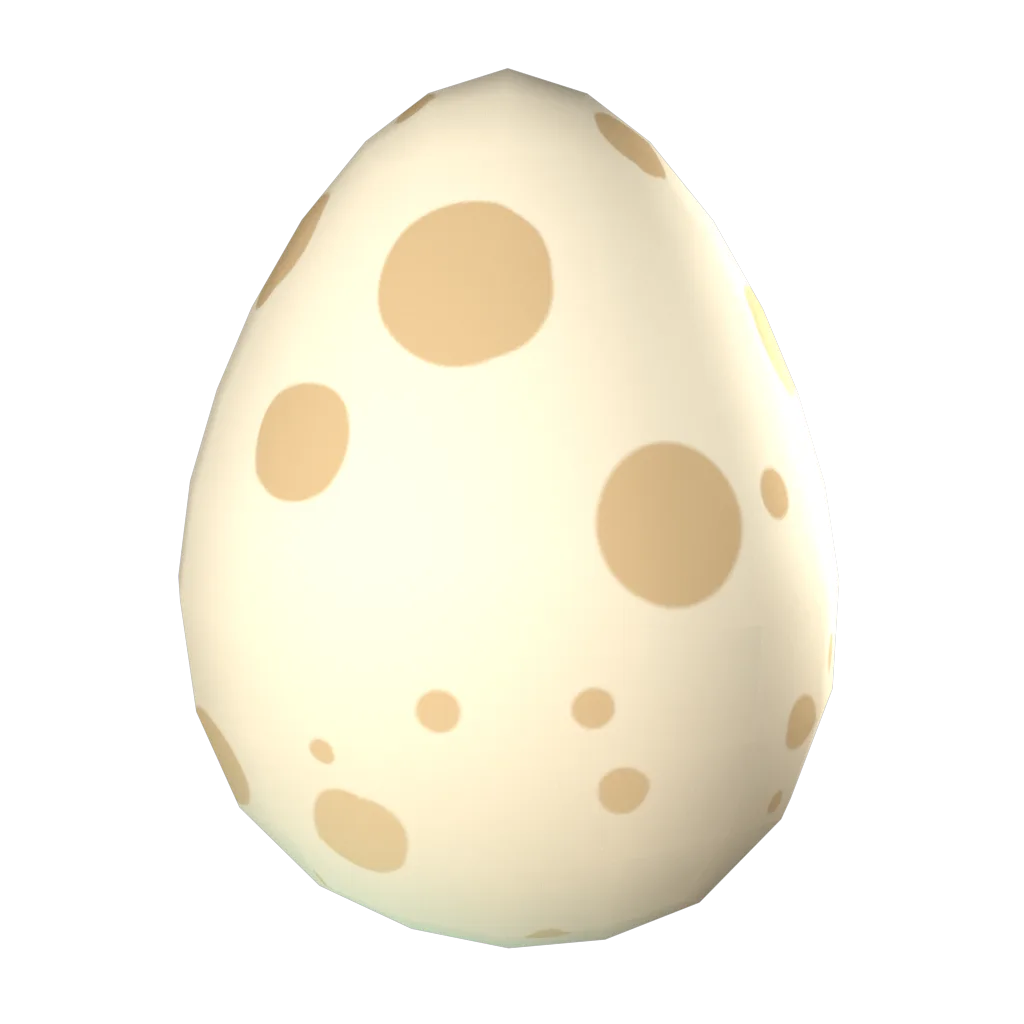 A cream-coloured creature egg with brown spots
