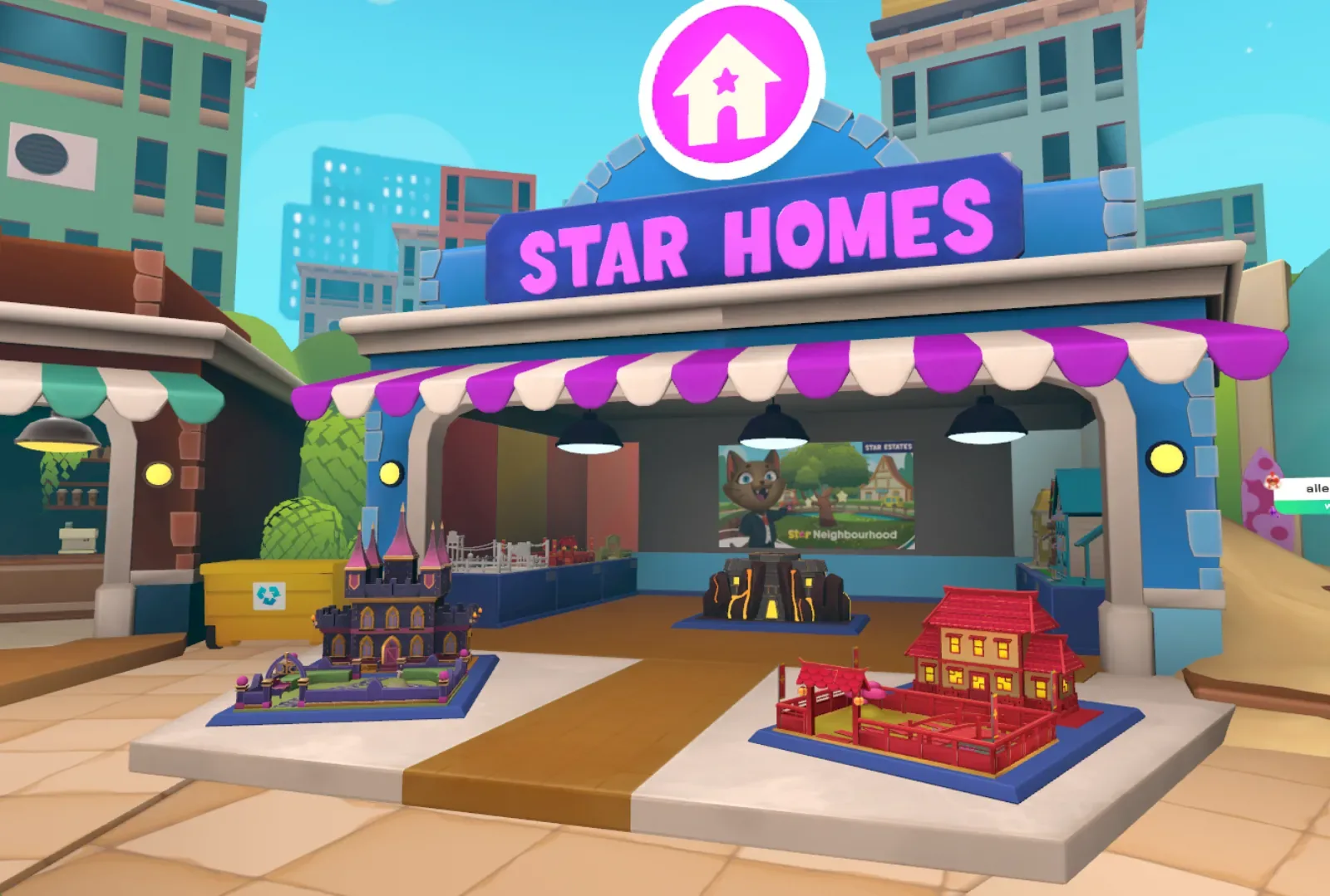 The Star Homes shop on the town square, with furnished house models on display