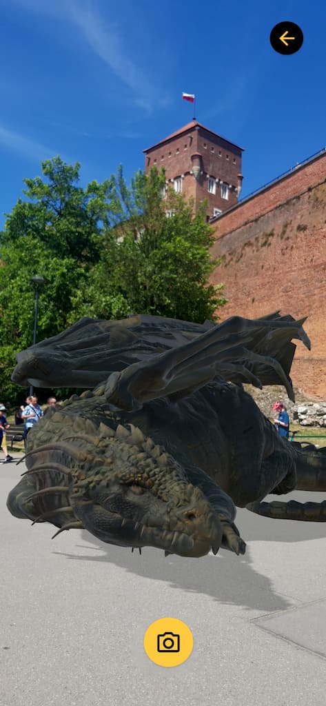 App screenshot of the AR dragon