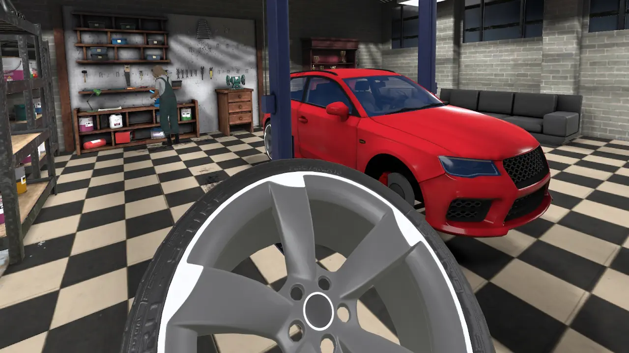 Tyre change task from the VR car mechanic simulator